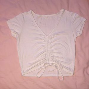 Cropped white tee